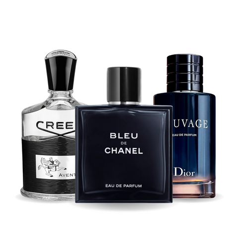 Combo de 3 perfumes: Aventus de Creed, Bleu de Chanel y Sauvage de Dior de 100 ml