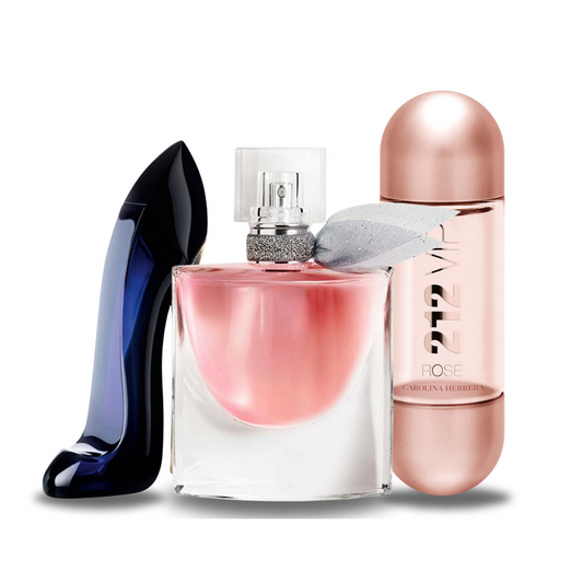 Combo de 3 perfumes: Good Girl y 212 VIP Rosé de Carolina Herrera, La Vie Est Belle de Lancôme de 100 ml